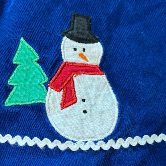 Beth Terrell by Johnston Blue Corduroy Snowman Applique Dress Size 4 - Picture 7 of 7